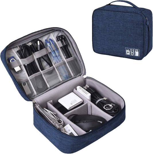 🧲 Magnetic Travel Cable Organizer ✈️ - Navy Blue 🔵