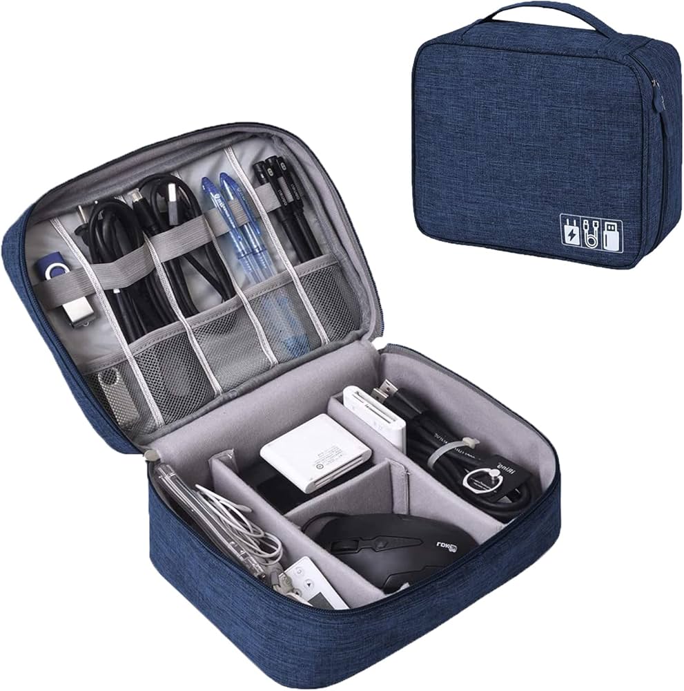 🧲 Magnetic Travel Cable Organizer ✈️ - Navy Blue 🔵