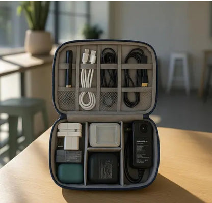 🧲 Magnetic Travel Cable Organizer ✈️ - Navy Blue 🔵