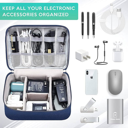 🧲 Magnetic Travel Cable Organizer ✈️ - Navy Blue 🔵